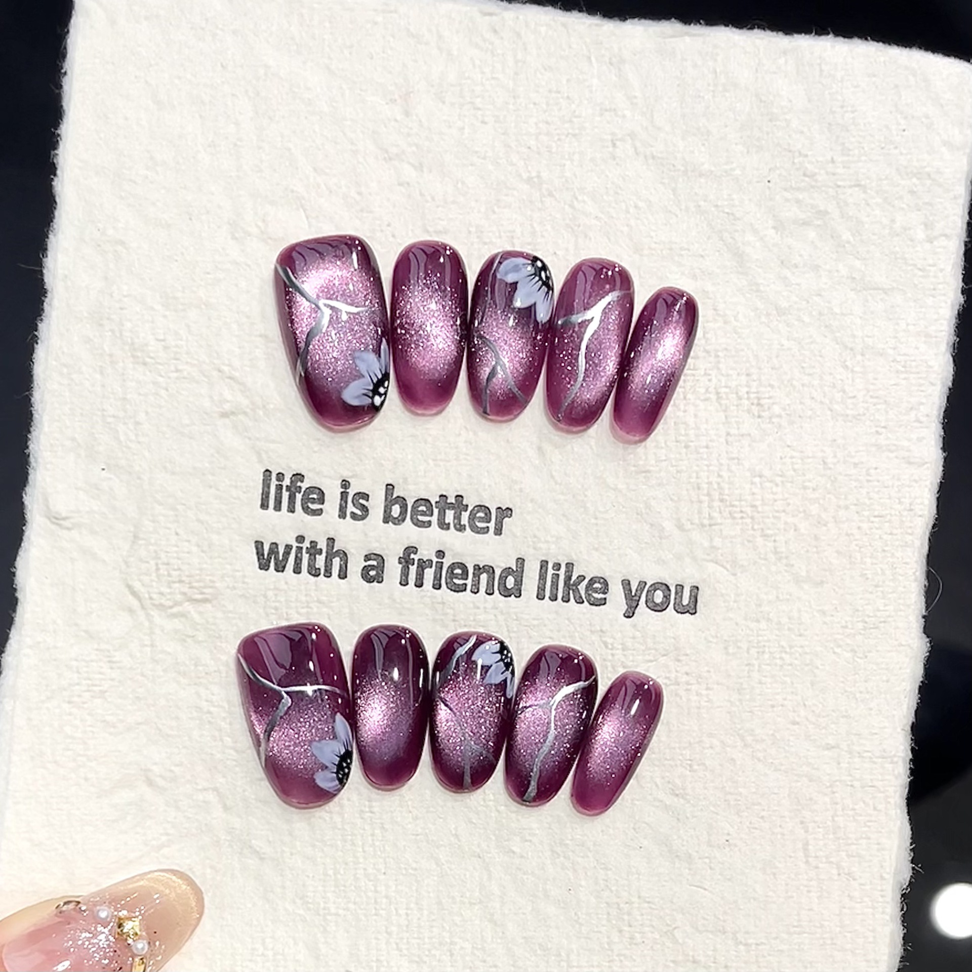 Nail Art Flower - 10pcs Handmade Pressed Oval Nail Art,Nice