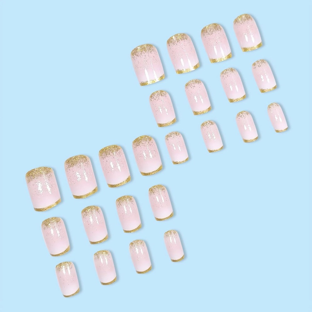 Nail Art Ombre Glitter - Short Square Ombre Gradient Gold Glitter