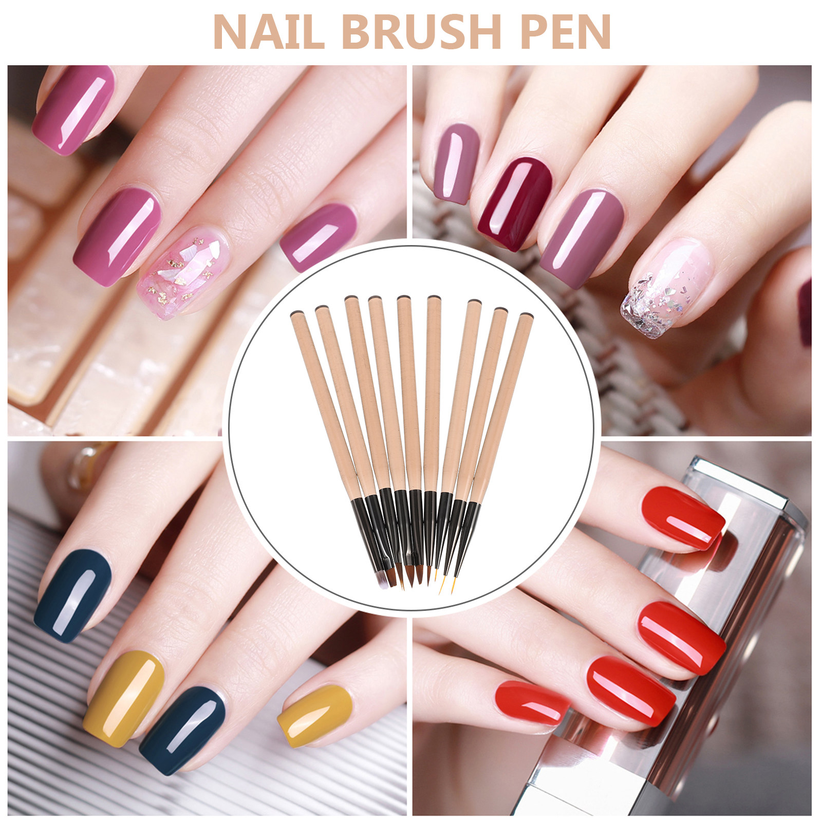 9Pcs Nail Art Liner Pens Set P - Nail Gel Polish Set incelemesi ve fiyatı