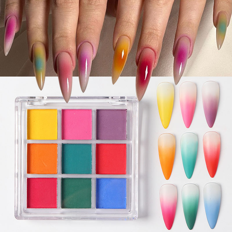 9 Colors Gradient Manicure Nai - Nail Art Ombre Glitter incelemesi ve fiyatı