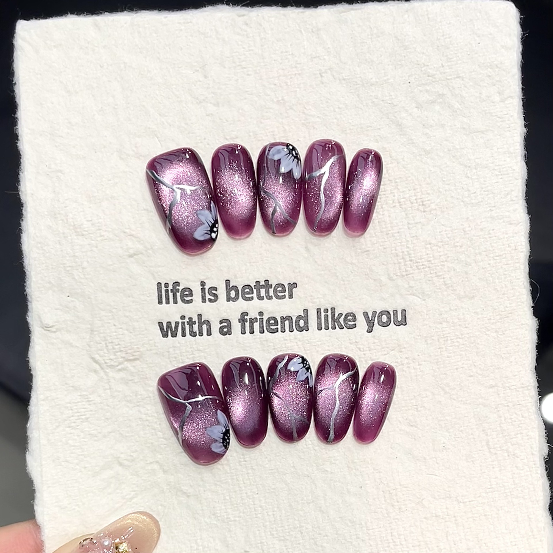 10pcs Handmade Pressed Oval Na - Nail Art Flower incelemesi ve fiyatı