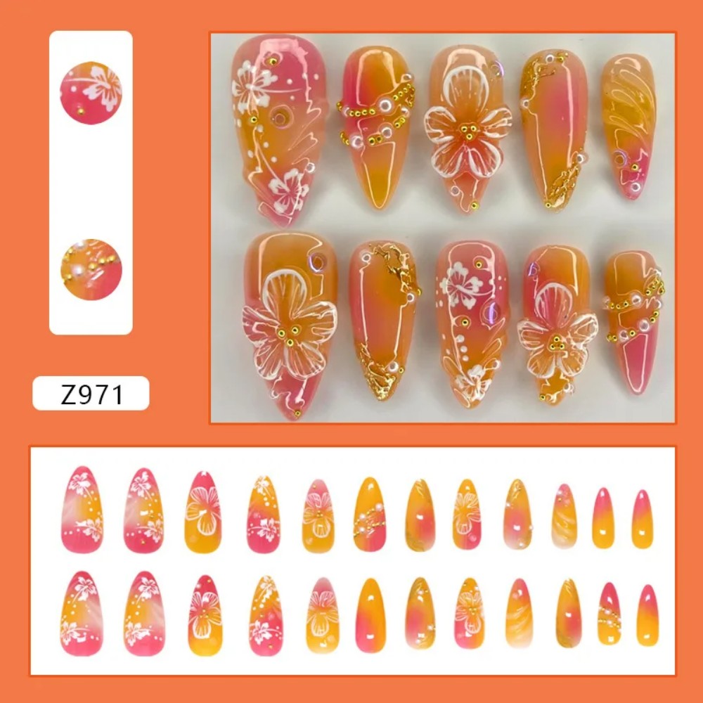 24Pcs Pink Gradient Almond Fak - Nail Art Flower incelemesi ve fiyatı