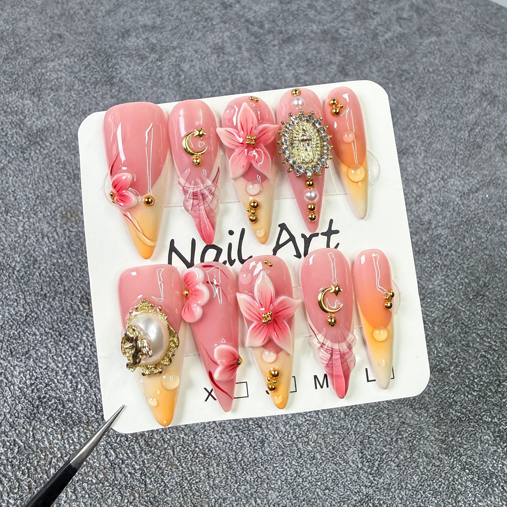 10Pcs Retro Long Stiletto Fake - Nail Art Flower incelemesi ve fiyatı