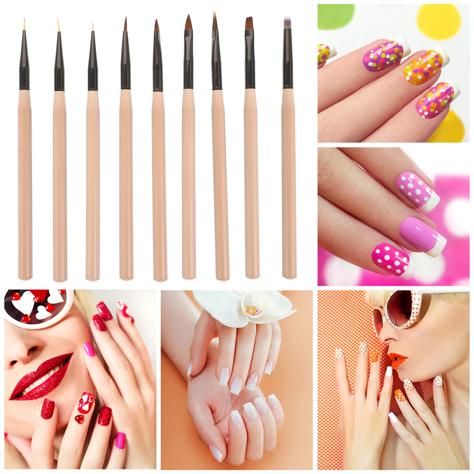 9Pcs Nail Art Liner Pens Set P - Nail Gel Polish Set incelemesi ve fiyatı