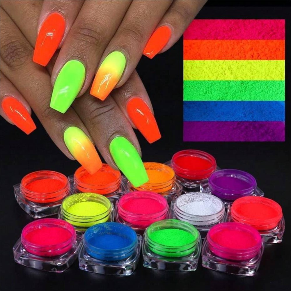 1Set Colorful Neon Phosphor Pi - Nail Art Ombre Glitter incelemesi ve fiyatı