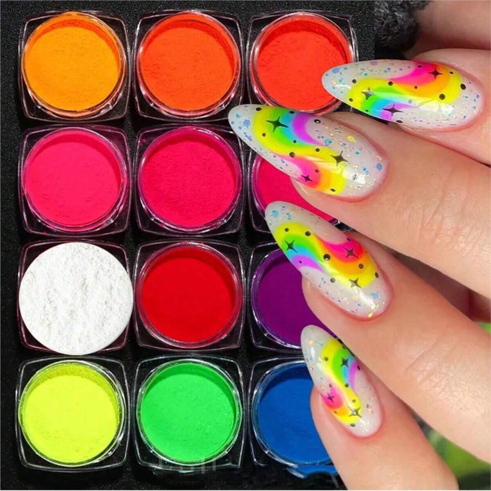1Set Colorful Neon Phosphor Pi - Nail Art Ombre Glitter incelemesi ve fiyatı