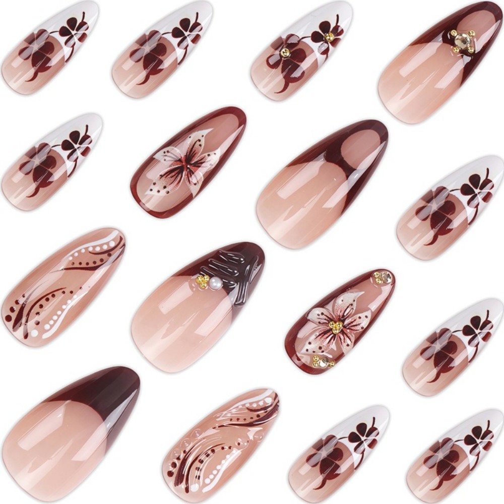 24Pcs 3D French Press On Nails - Nail Art Flower incelemesi ve fiyatı