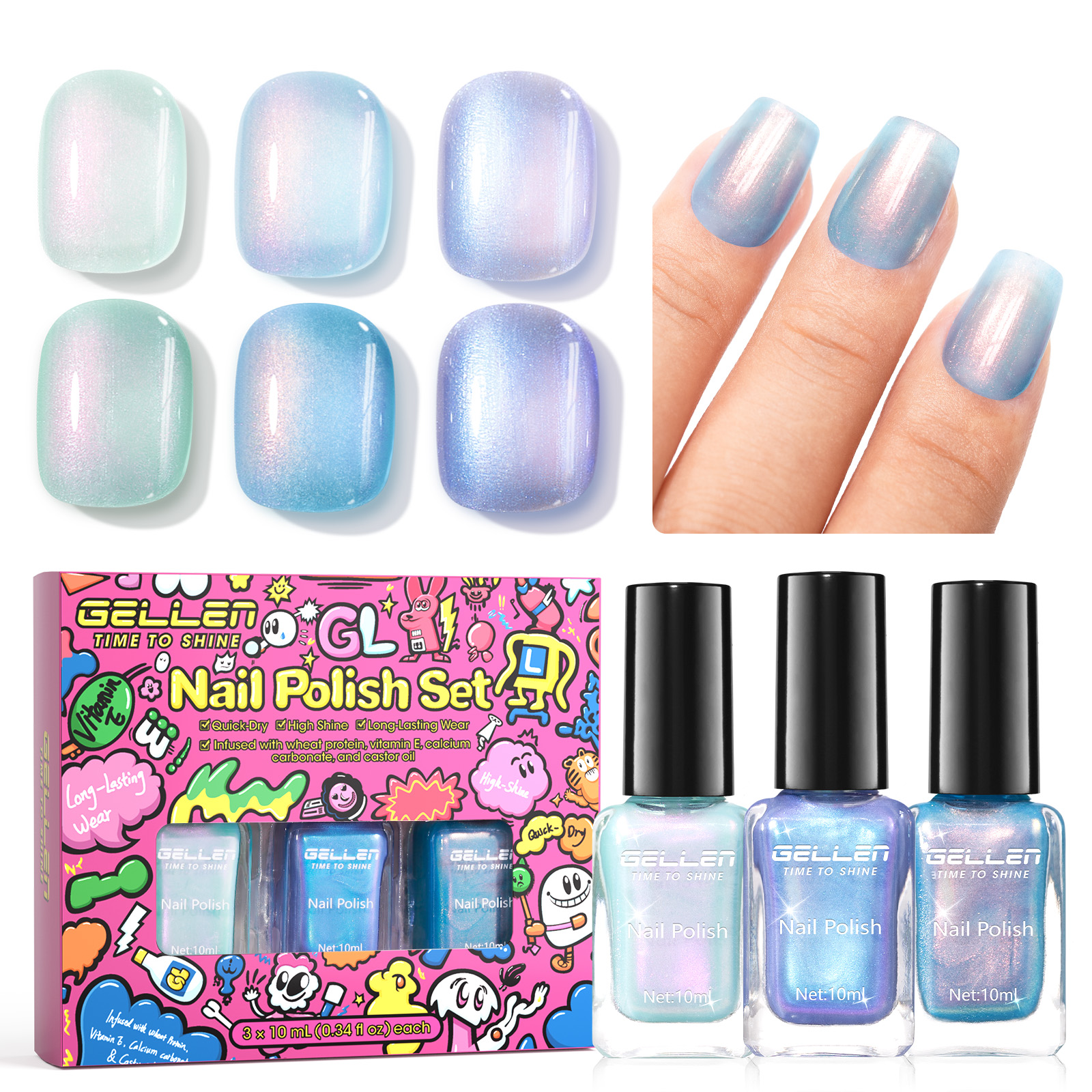 Gel Polish Set 3Pcs 10ml Chame - Nail Art Ombre Glitter incelemesi ve fiyatı