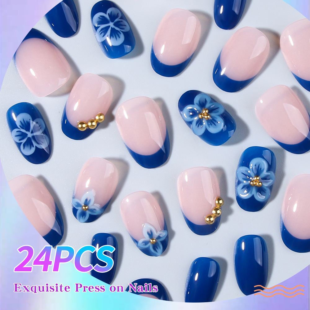 24pcs Short Oval 3D Gel Nail S - Nail Art Flower incelemesi ve fiyatı
