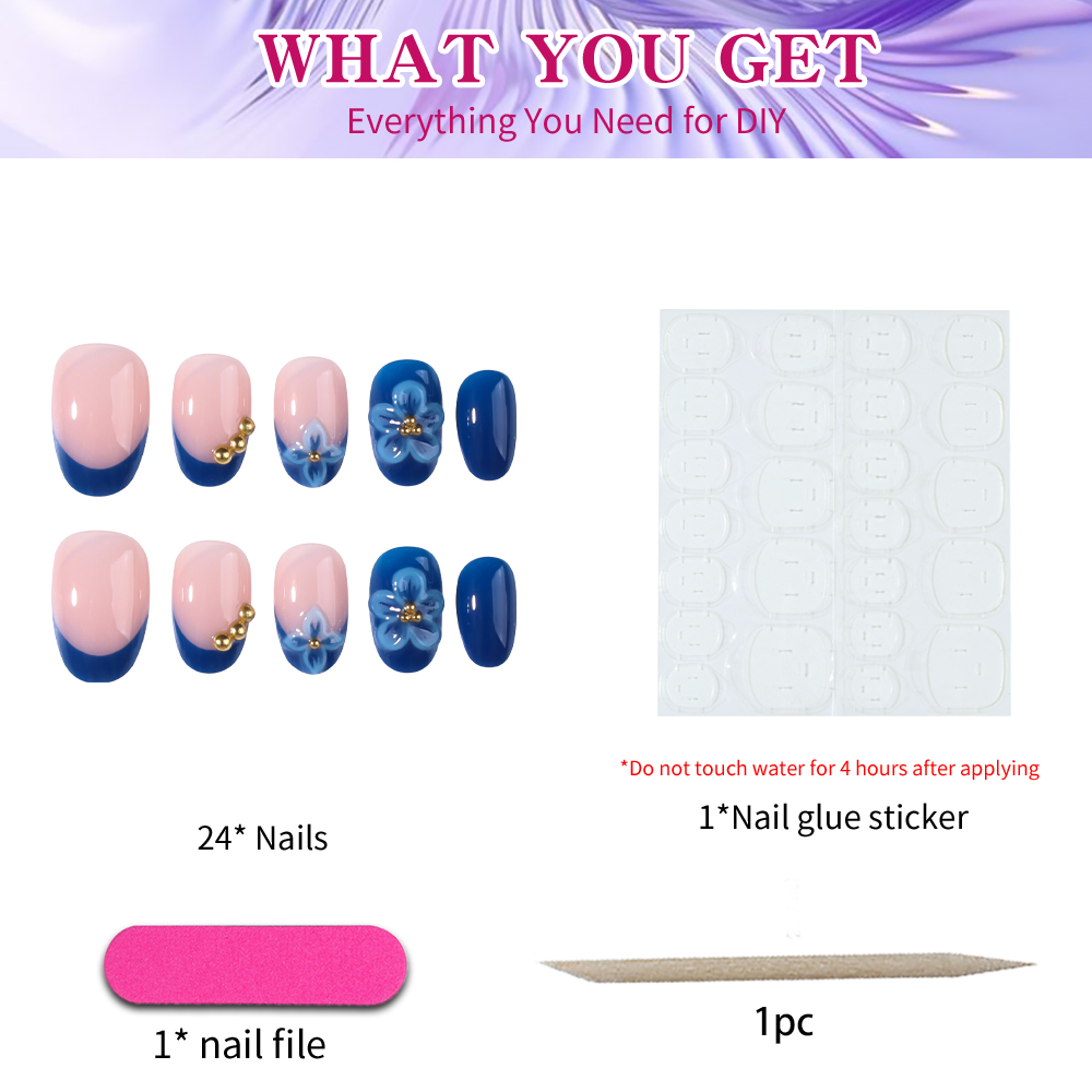 24pcs Short Oval 3D Gel Nail S - Nail Art Flower incelemesi ve fiyatı