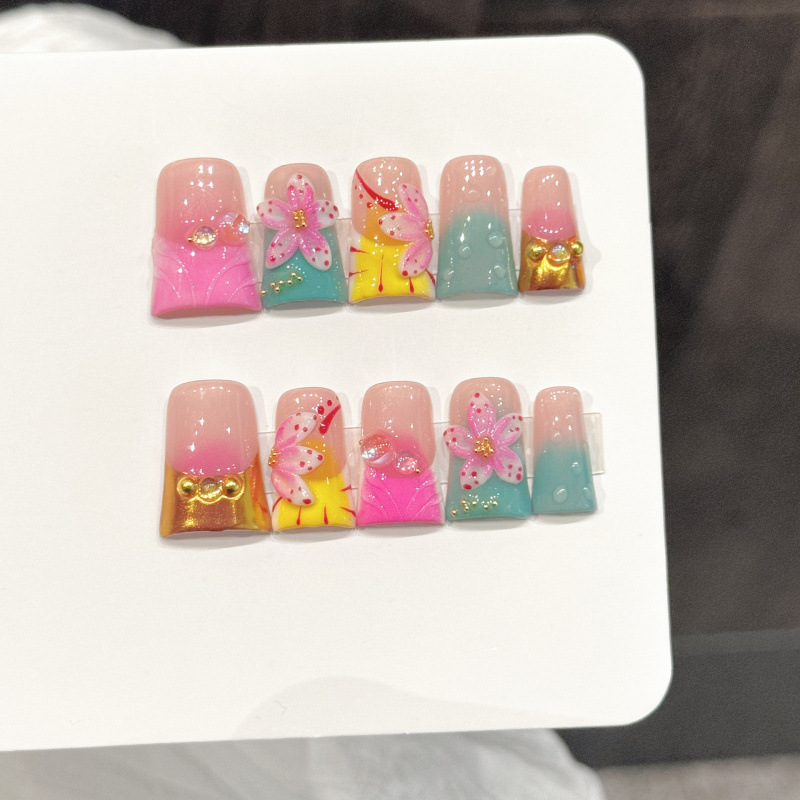 10pcs Ocean Style Fake Nails D - Nail Art Flower incelemesi ve fiyatı