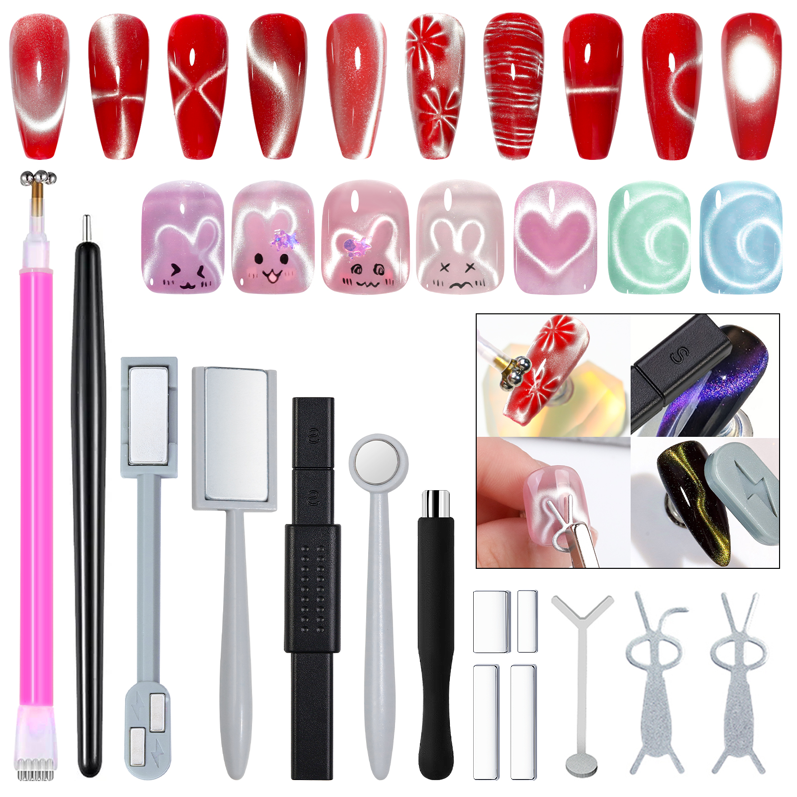14pcs Cat Eye Nail Magnet Set  - Nail Gel Polish Set incelemesi ve fiyatı